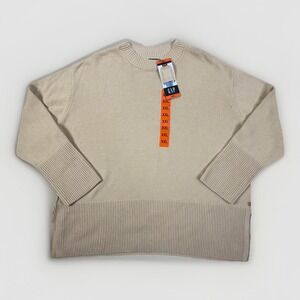 GAP Sweater Women's 2XL Beige Crewneck Long Sleeve Cotton Pullover NWT